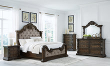 Load image into Gallery viewer, Maylee Queen Upholstered Bed with Mirrored Dresser

