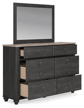 Load image into Gallery viewer, Nanforth King/California King Panel Headboard with Mirrored Dresser and Chest
